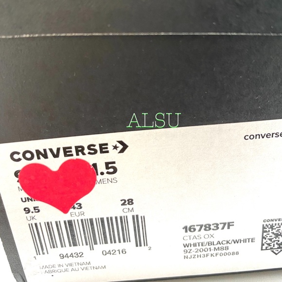 Converse Chuck Taylor All Stars Shoes Men’ Low White Black Canvas Size 167837F - Picture 10 of 11